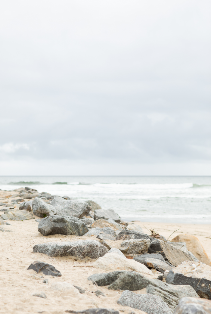 Found Photography fine art print of a rocky beach coast with waves in the distance